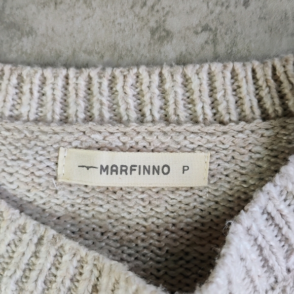 Marfinno Beige Cable Knit Ruffle Lace Sweater Shabby Chic Coquette Size Small - Picture 7 of 11